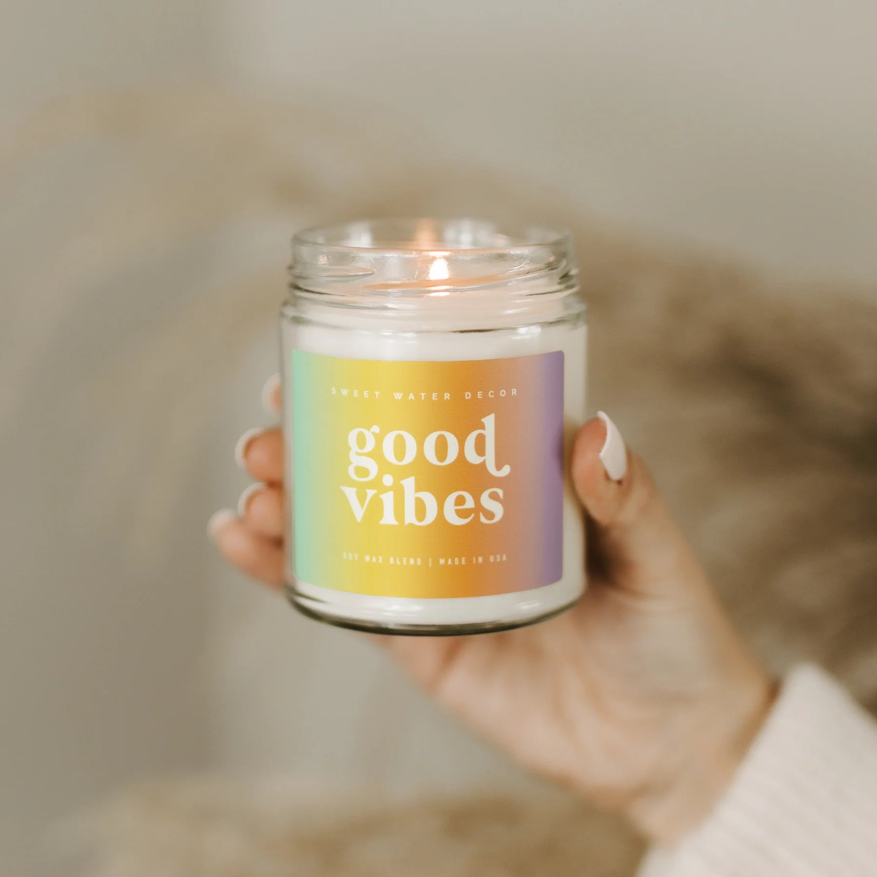 Sweet Water Decor Good Vibes Soy Candle | Clear Jar | 9 oz.