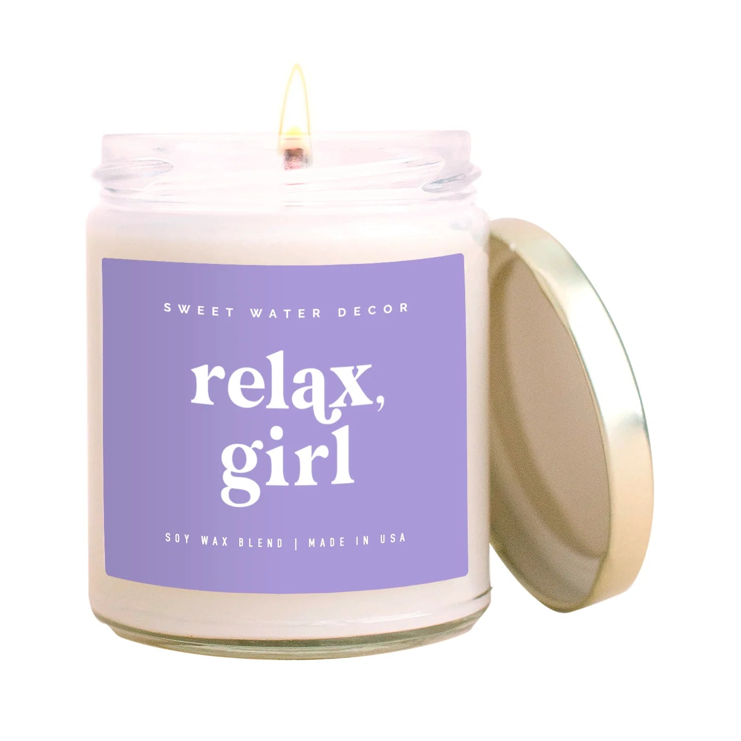 Sweet Water Decor Relax, Girl Soy Candle | Clear Jar | 9 oz.