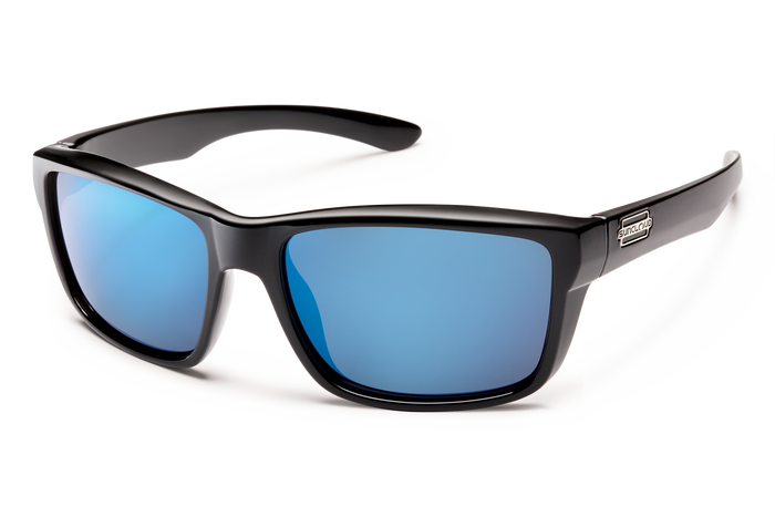 Suncloud Optics Mayor Sunglasses Black: Polarized Blue Mirror