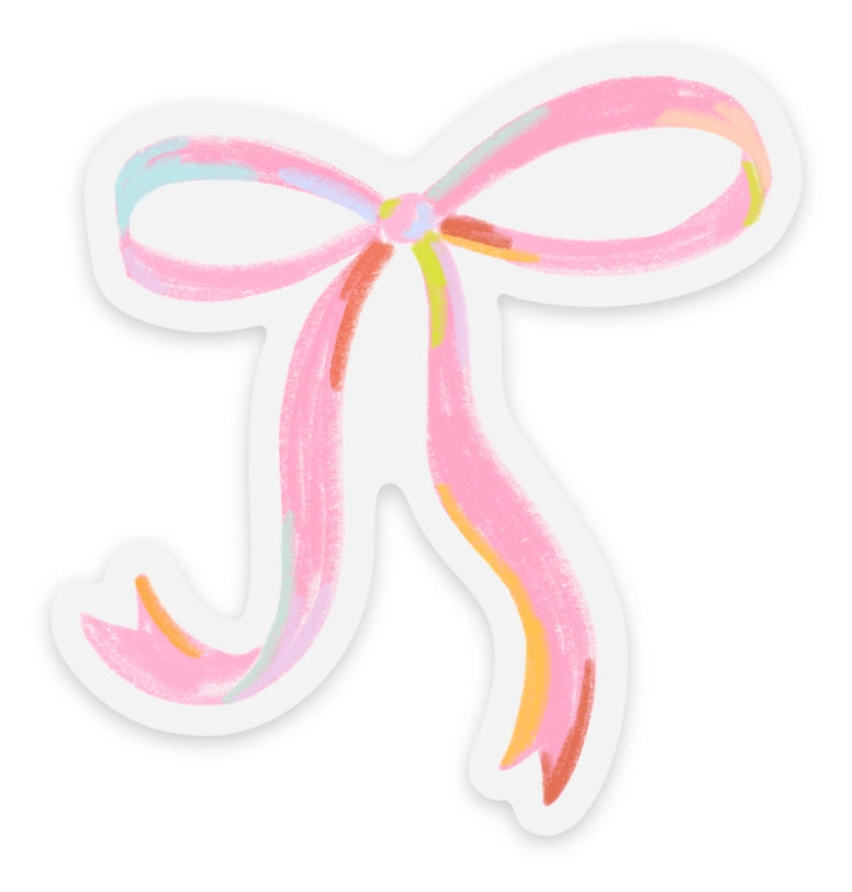 Clear Fuschia Bow Sticker