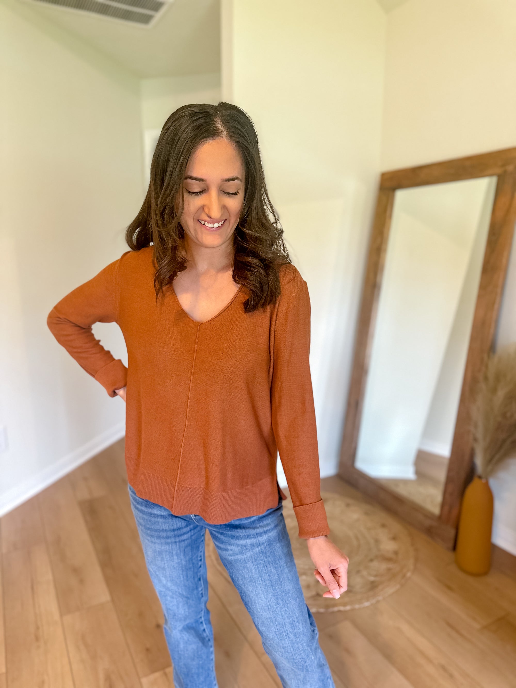 Emily Lightweight Sweater Top | Clay