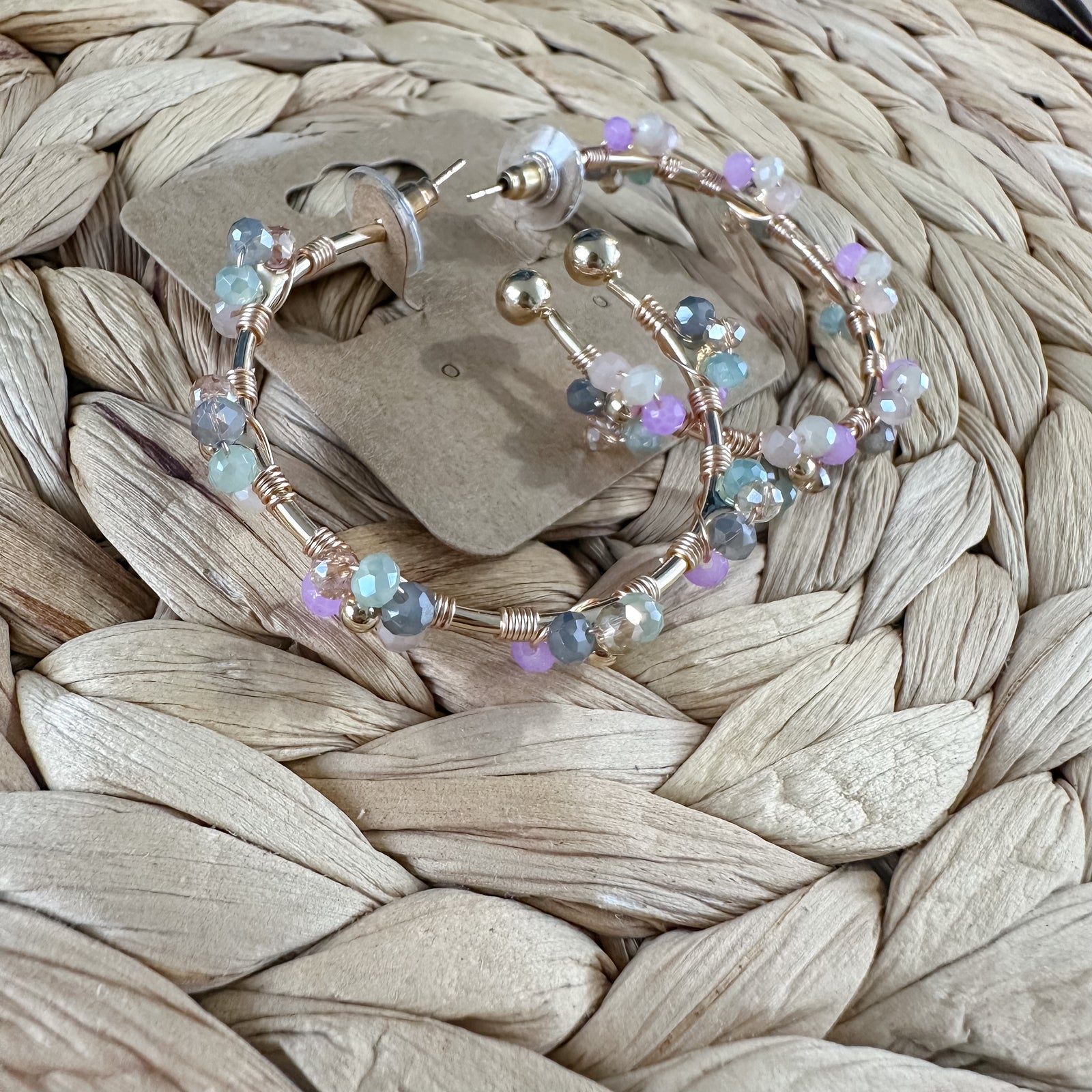 Beaded Flower Hoops | Multi