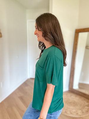 Marisa Pocket Tee | Dark Green