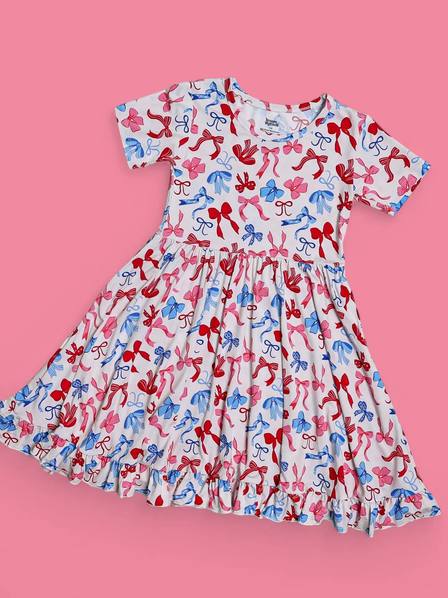 Red, White, & Bows Dream Ruffle Dress