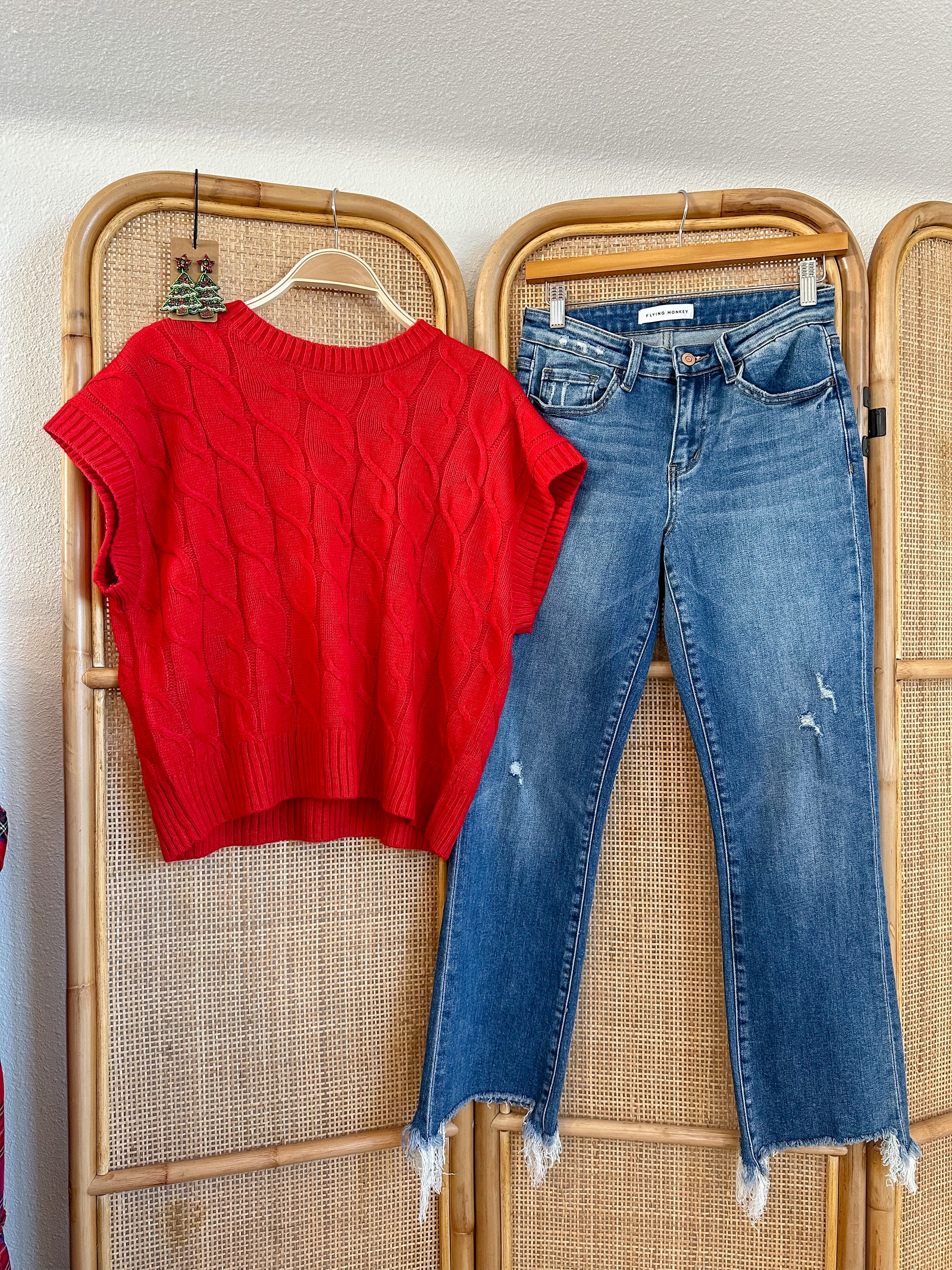 Marisa Short Sleeve Basic Sweater | Red