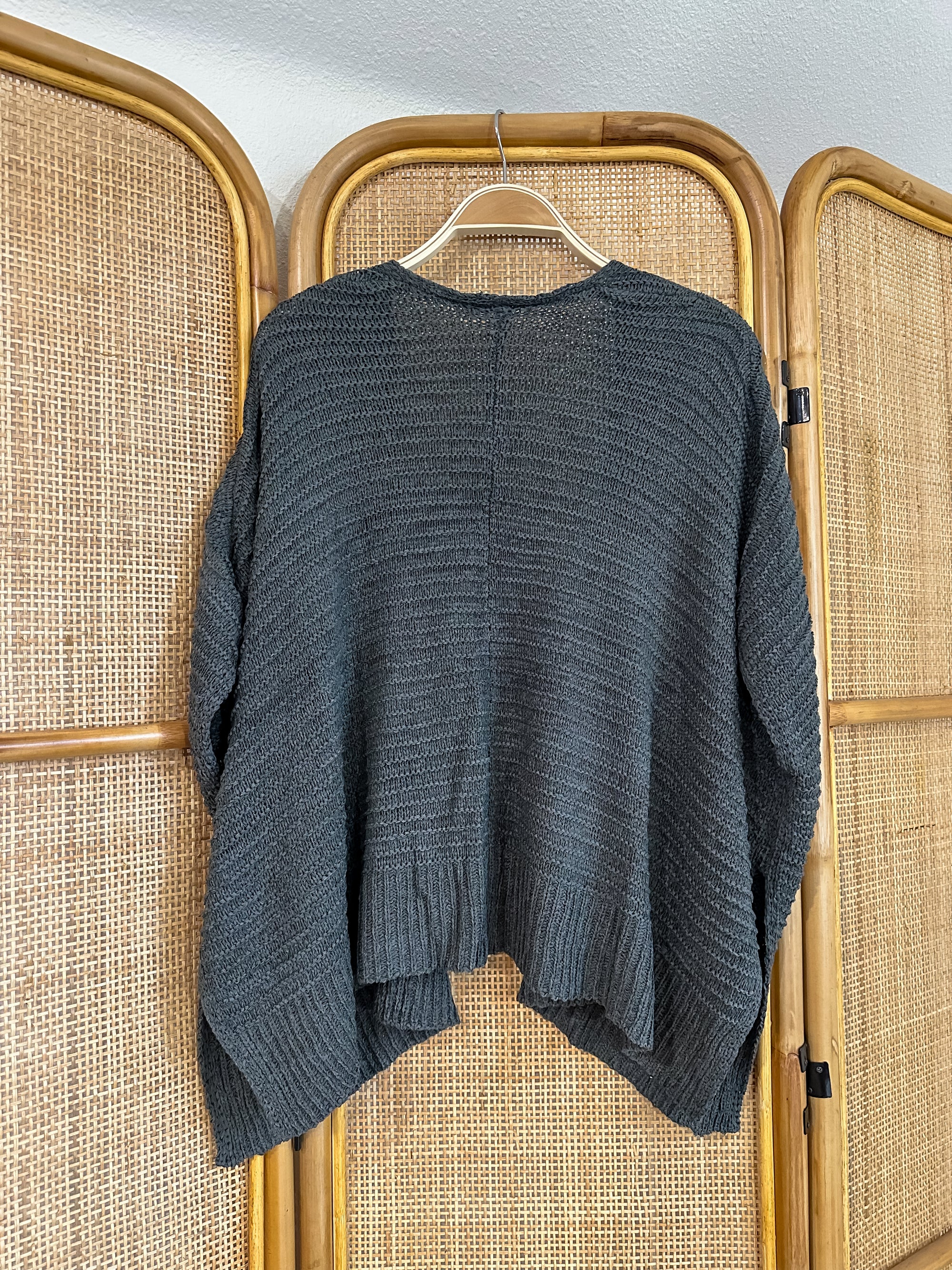 Olive Gray Knit Short Sleeve Cardigan