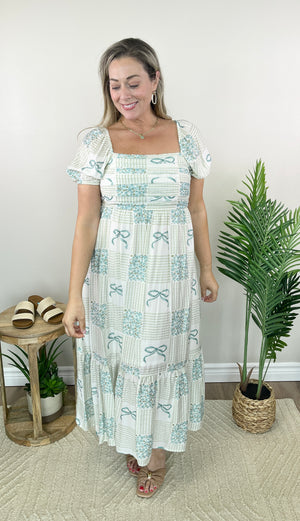 Tiny Little Bows Dress - Sage
