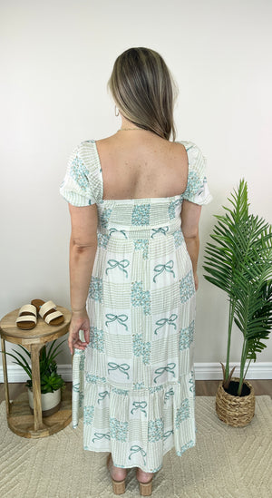 Tiny Little Bows Dress - Sage