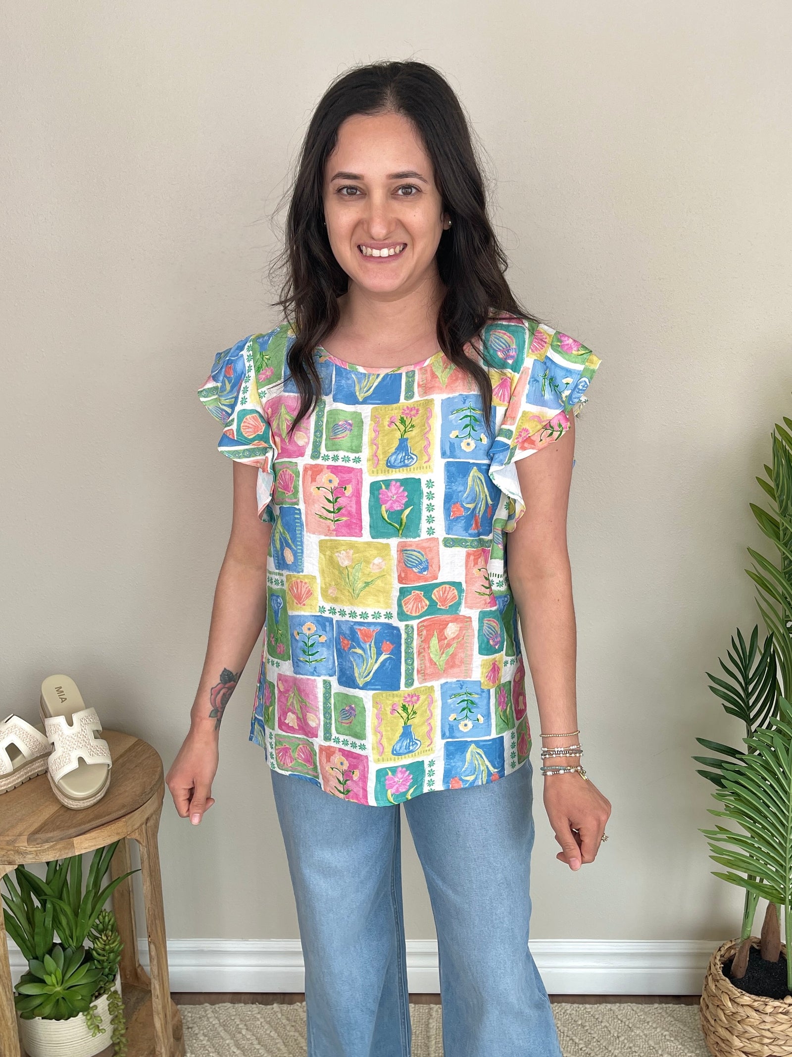 Succulents & Seashells Top