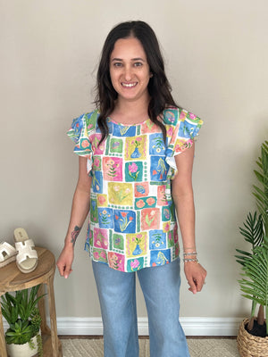 Succulents & Seashells Top