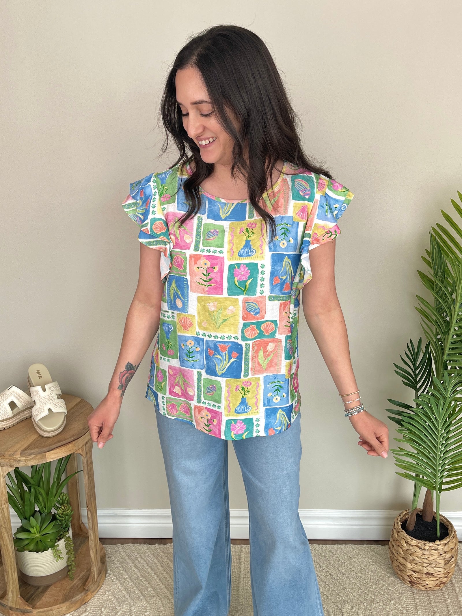 Succulents & Seashells Top