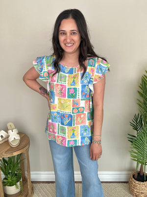 Succulents & Seashells Top