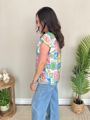 Succulents & Seashells Top