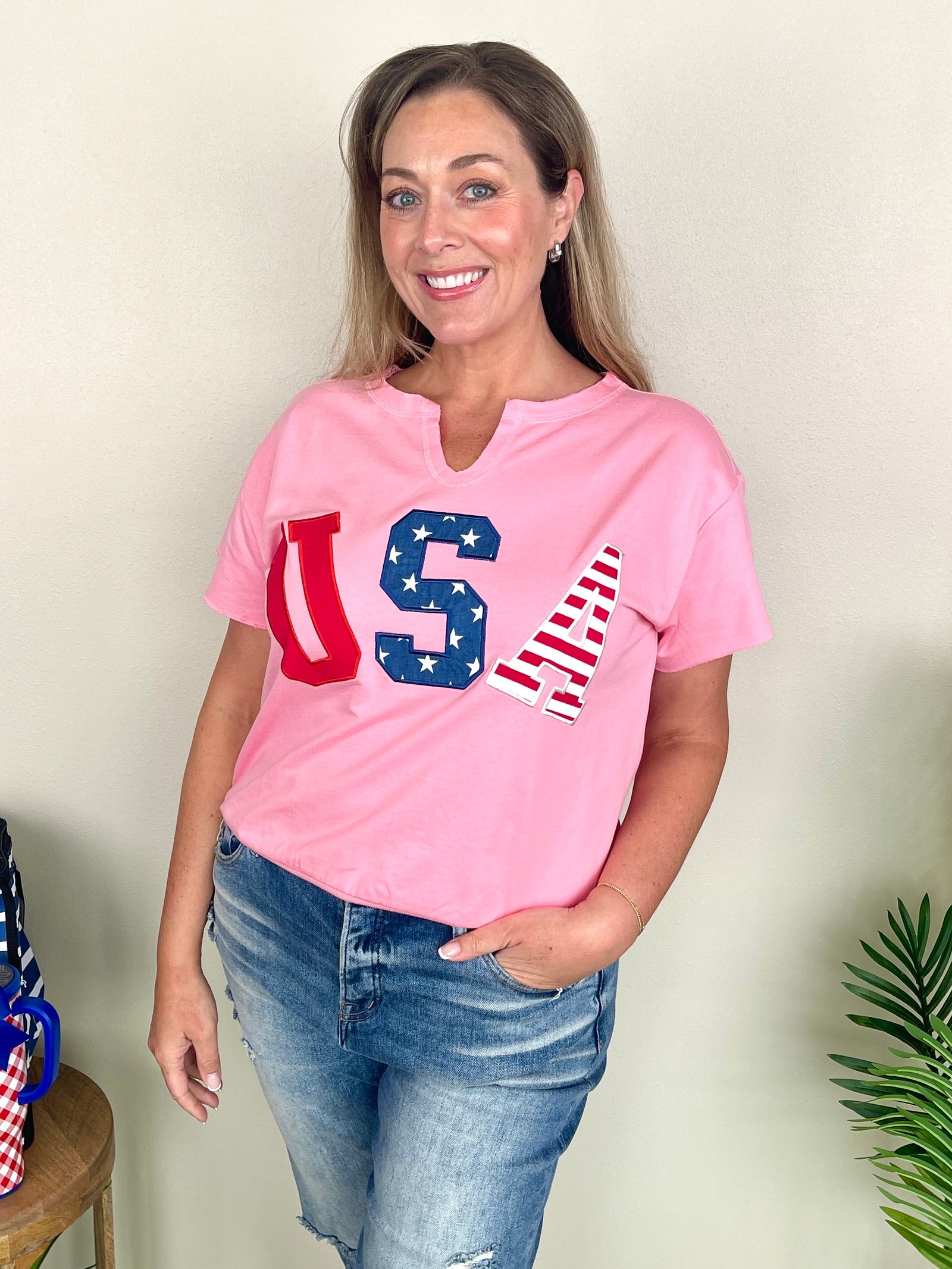 Stars, Stripes & Pink Top