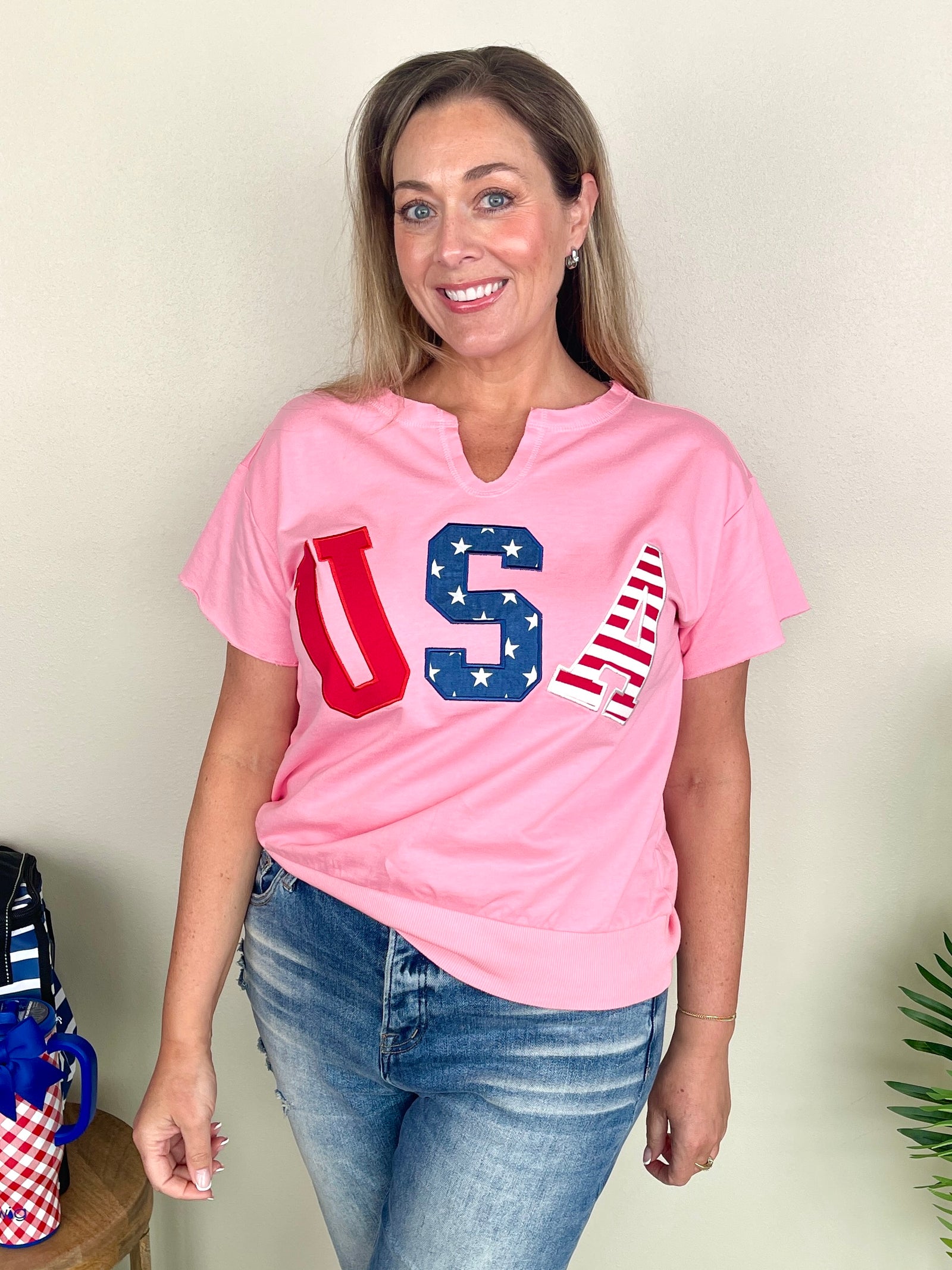 Stars, Stripes & Pink Top