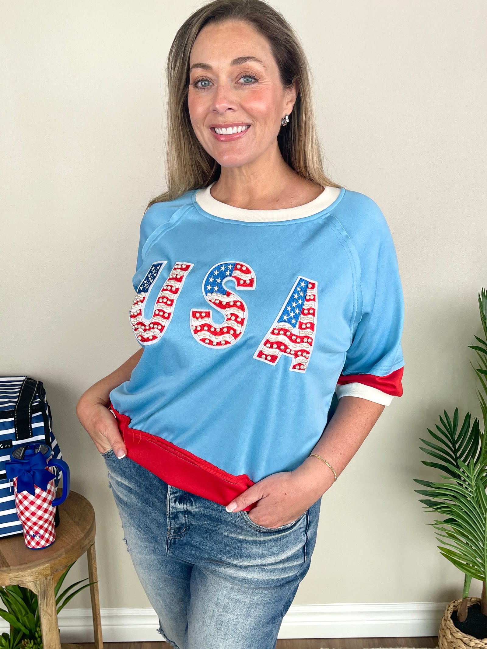 Patriotic In Pearls Top