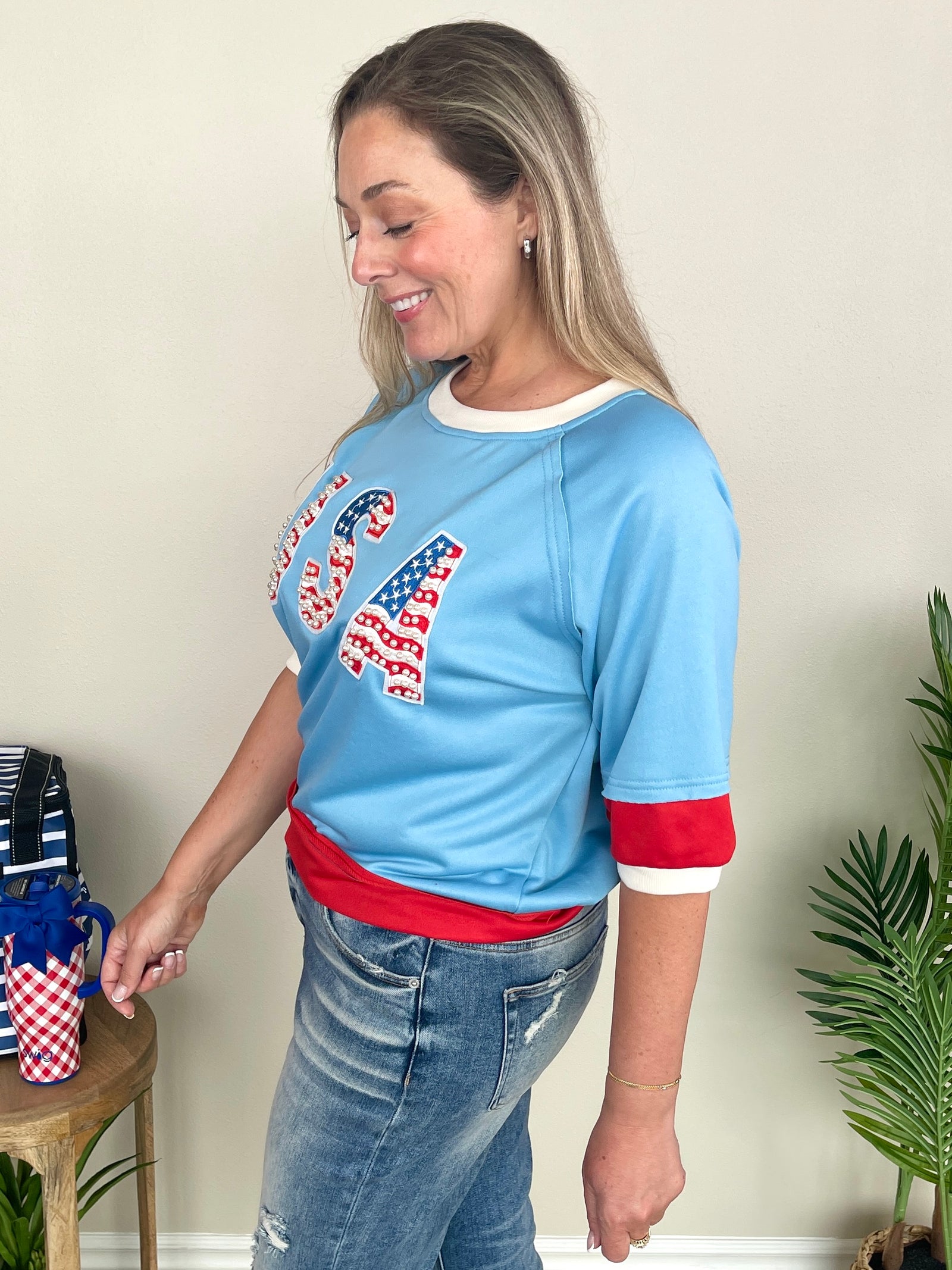 Patriotic In Pearls Top