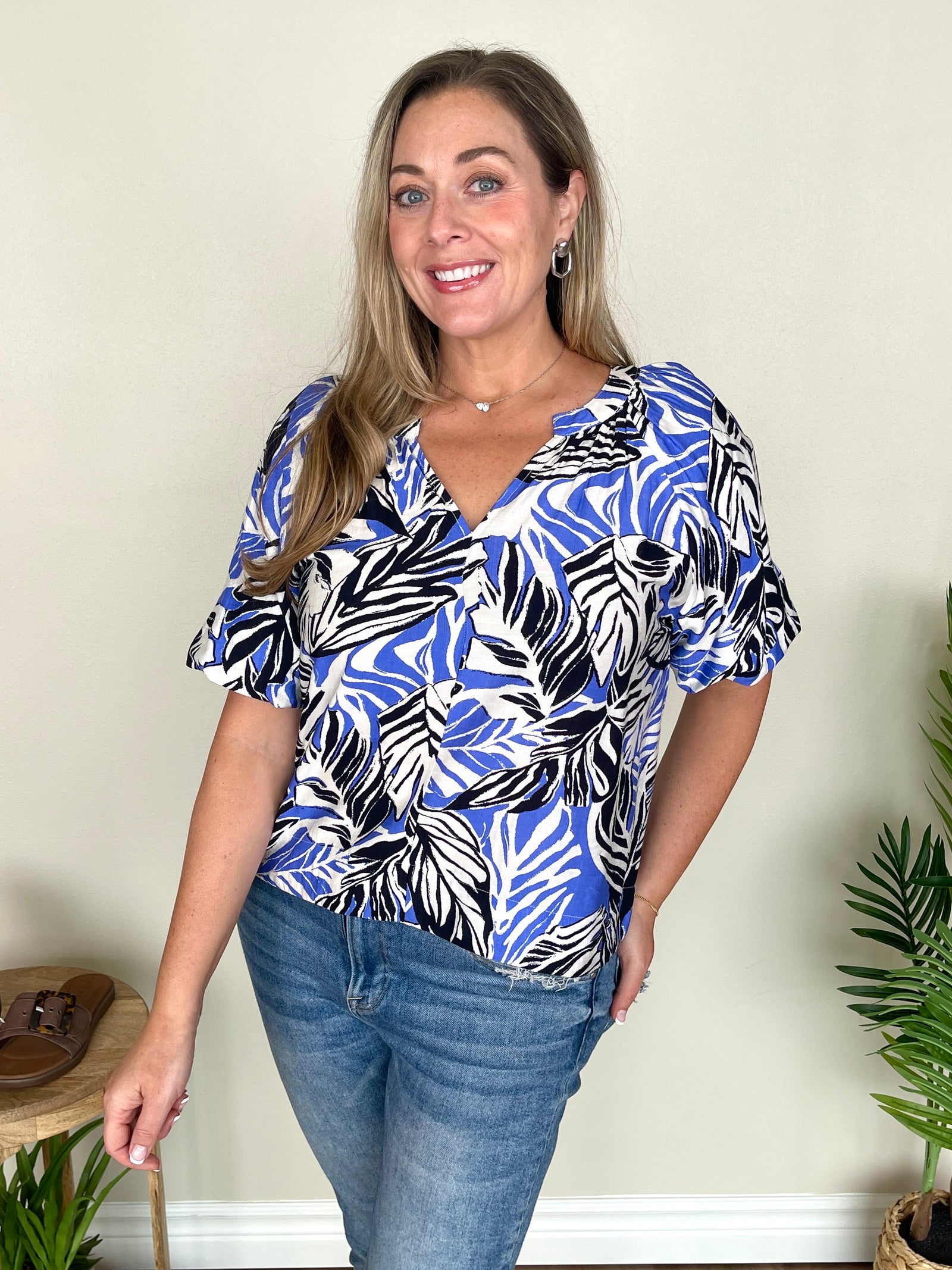 Tropical Times Top | Cobalt