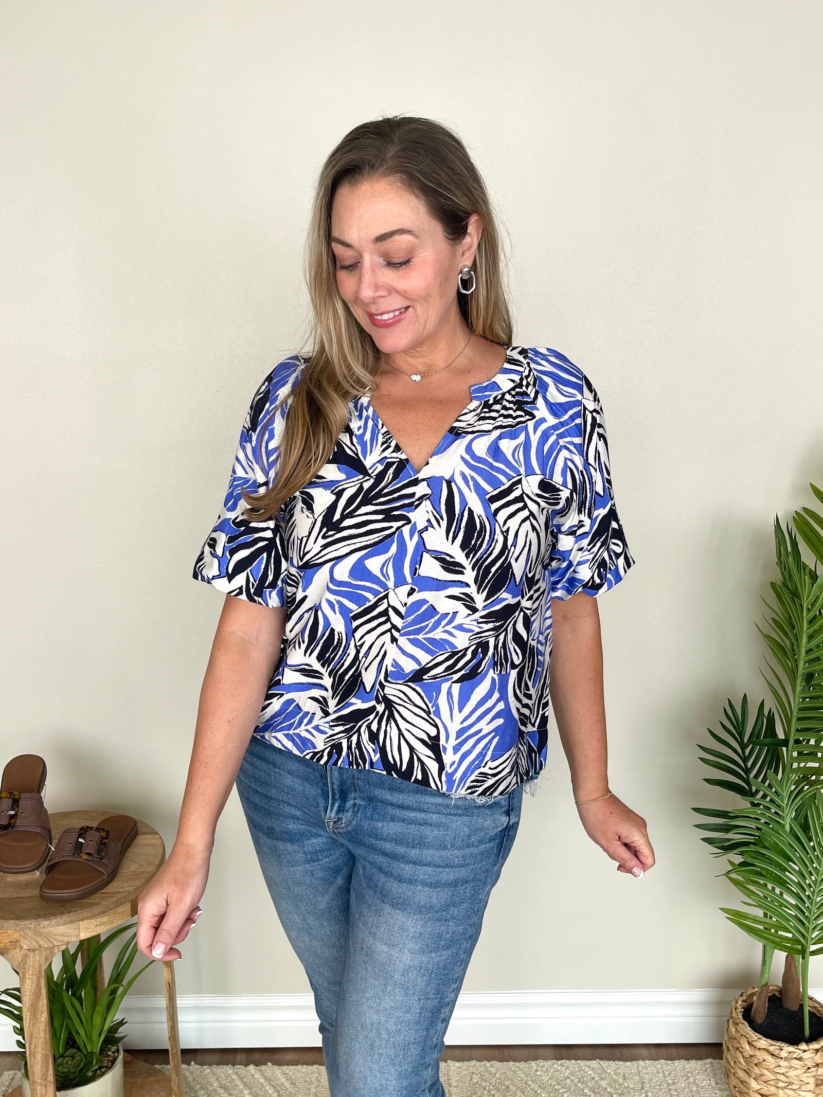 Tropical Times Top | Cobalt