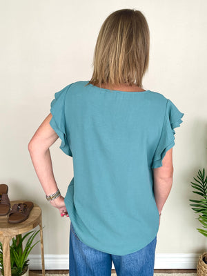 Succulents & Seashells Top - Mint