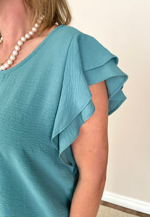 Succulents & Seashells Top - Mint