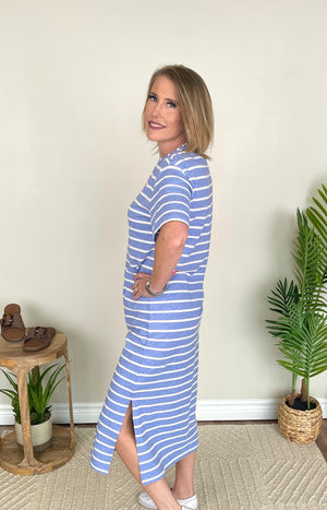 The Jett Dress - Vista Blue Stripe