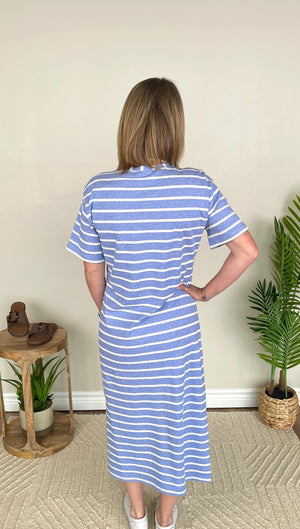 The Jett Dress - Vista Blue Stripe