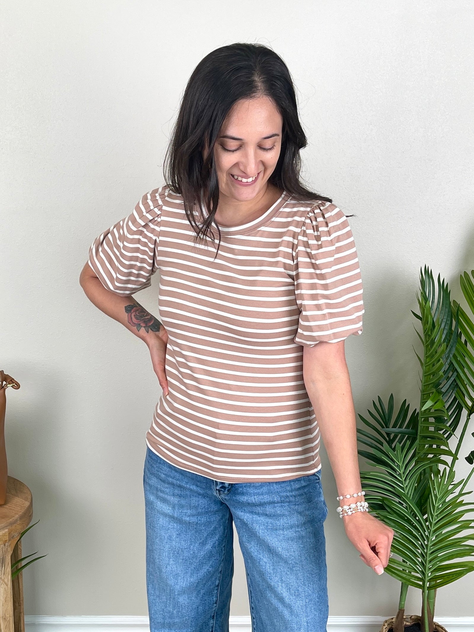 Smile & Southern Top | Mocha Ivory