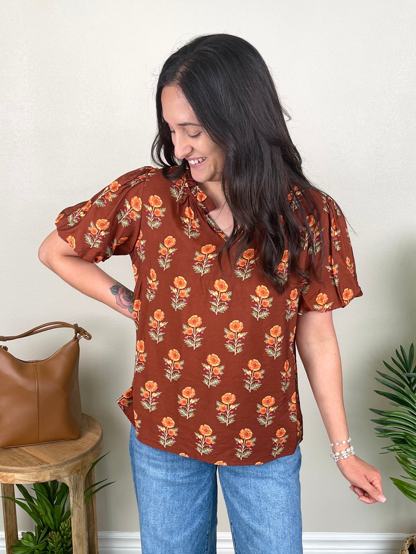 Time For Tea Top | Brown