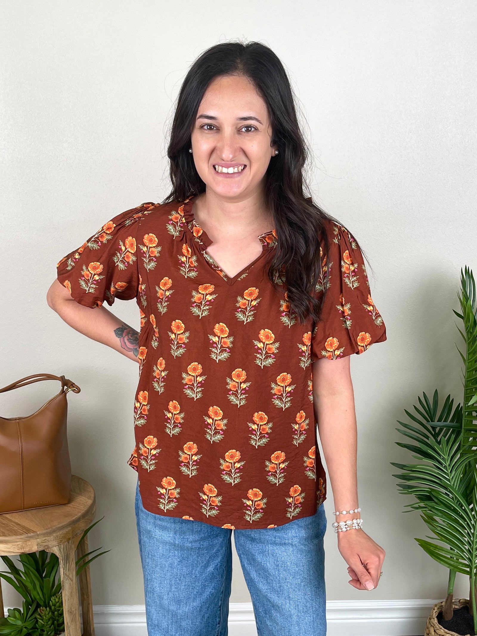 Time For Tea Top | Brown