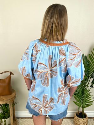 Baby Blue Blooms Top
