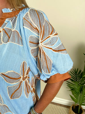 Baby Blue Blooms Top