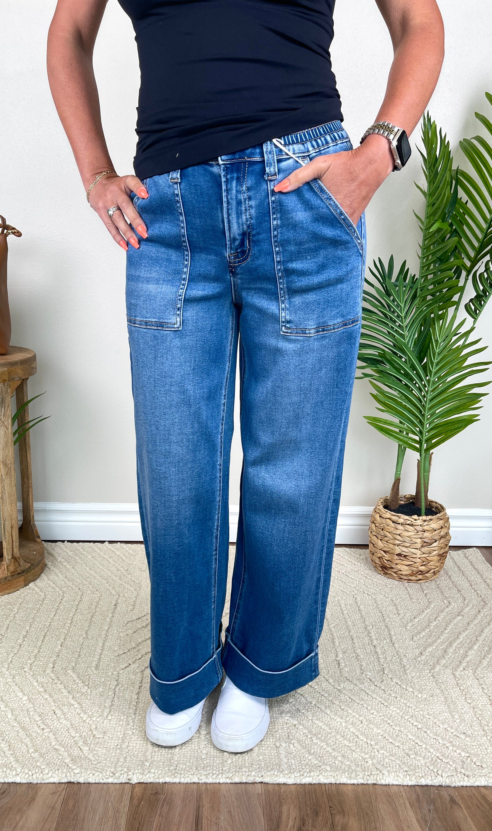 Vervet High Rise Super Soft Baggy Cuffed Wide