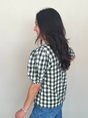 Plaid With A Small Puff Top | Green