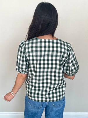 Plaid With A Small Puff Top | Green