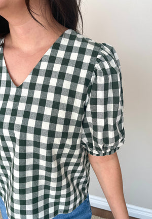 Plaid With A Small Puff Top | Green