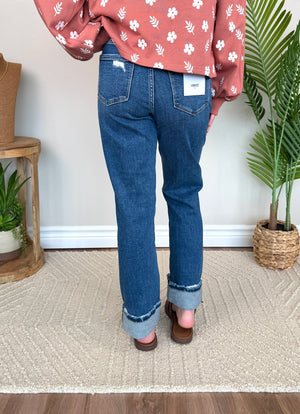 Vervet High Rise Cuffed Straight Jeans