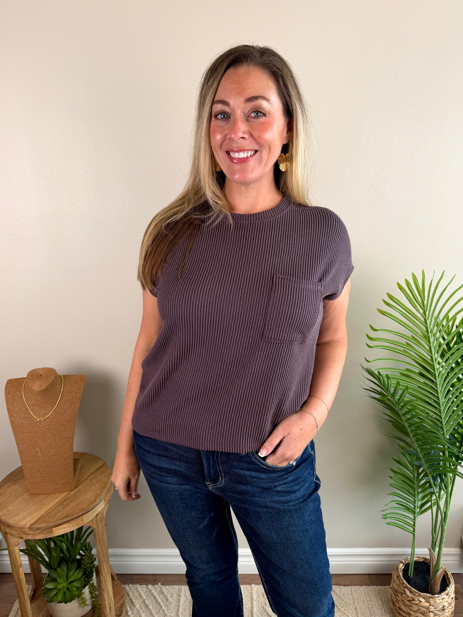 Precious Moments Top - Eggplant