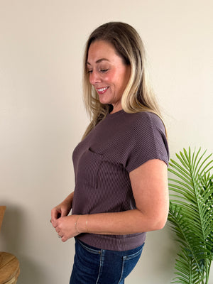 Precious Moments Top - Eggplant