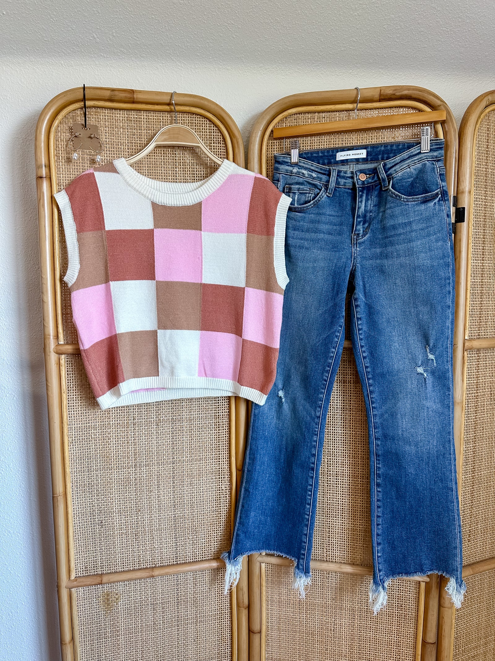 Sunset Checkered Sweater Top