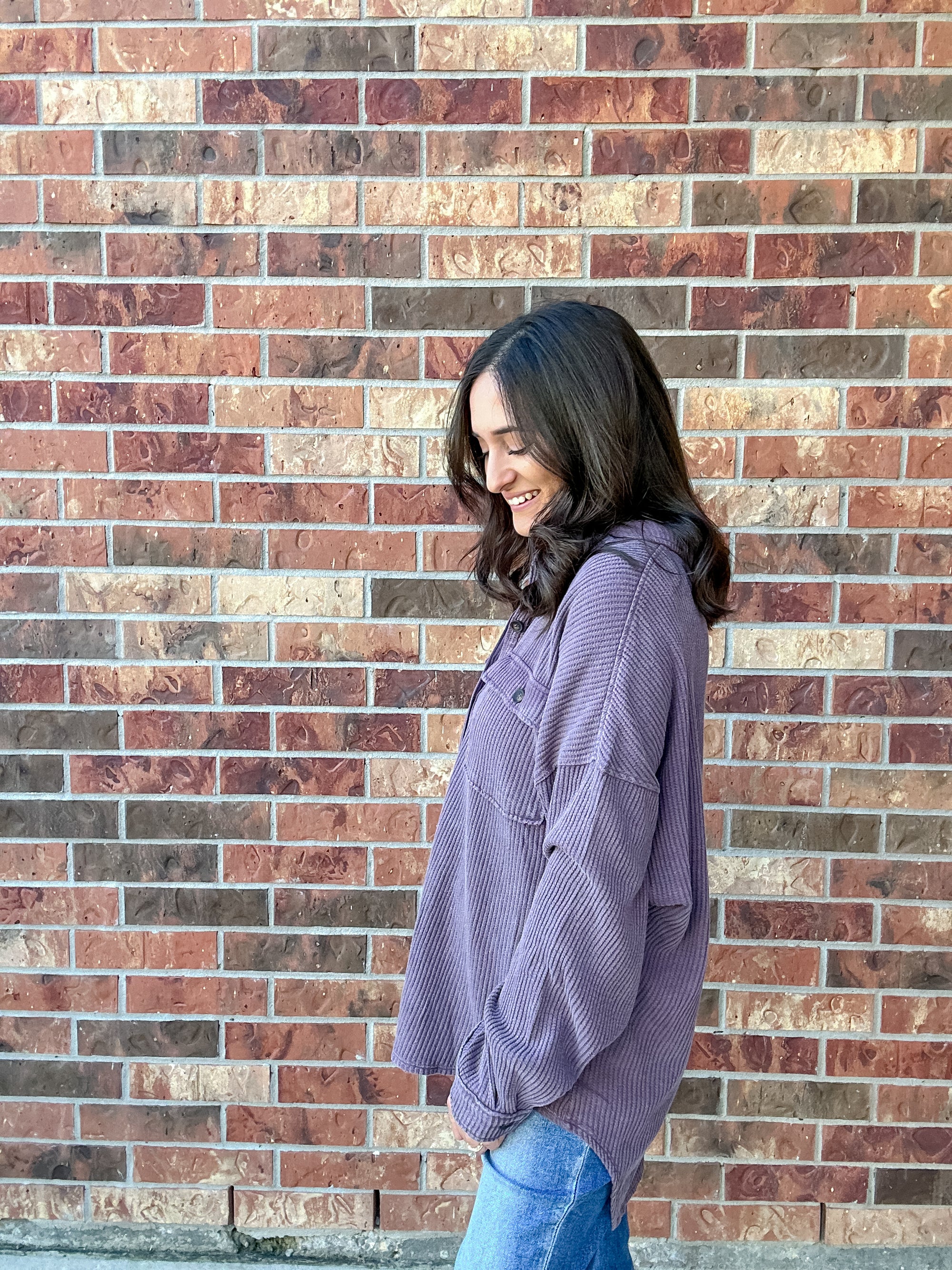 Dawn Waffle Shacket | Dark Plum