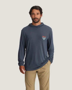 Free Fly Men's Bamboo Lightweight Graphic Hoodie | Blue Edge Storm Cloud