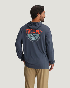 Free Fly Men's Bamboo Lightweight Graphic Hoodie | Blue Edge Storm Cloud