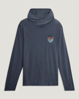 Free Fly Men's Bamboo Lightweight Graphic Hoodie | Blue Edge Storm Cloud