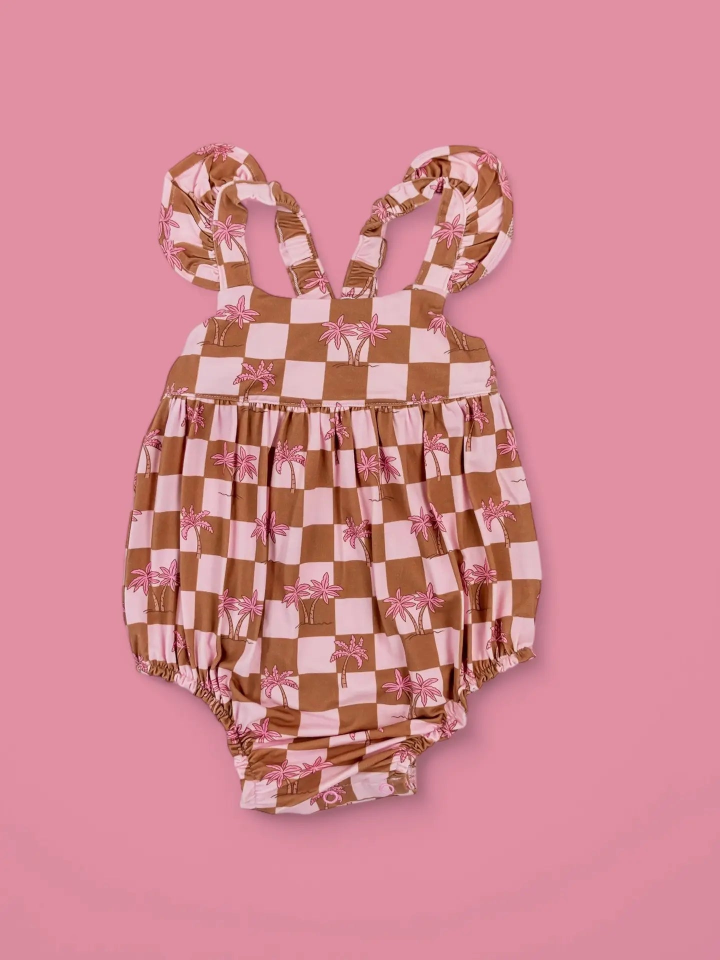 Sunset Beach Checkers Dream Bubble Romper