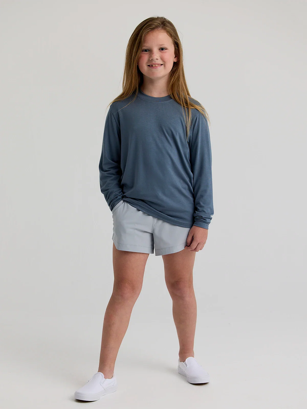 Free Fly Youth Bamboo Shade Long Sleeve | Slate Blue
