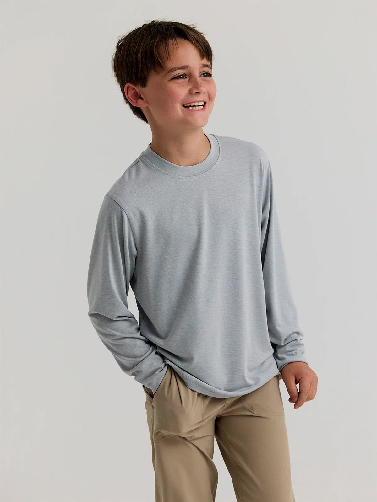 Free Fly Youth Bamboo Shade Long Sleeve | Heather Aspen Grey