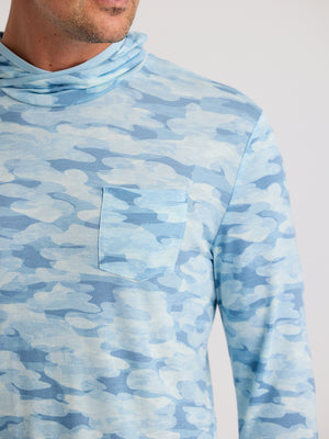 Free Fly Men's Bamboo Lightweight Hoodie | Seasmoke Camo Surf Blue