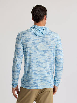 Free Fly Men's Bamboo Lightweight Hoodie | Seasmoke Camo Surf Blue