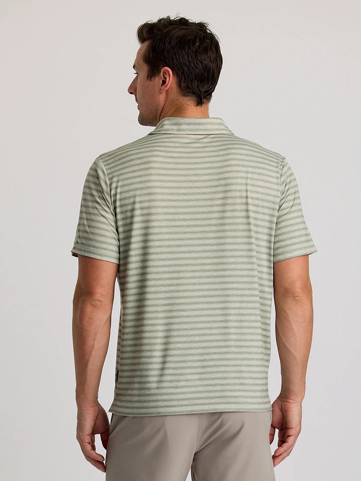 Free Fly Men's Elevate Polo | Smooth Sailing Stripe Heather Desert Sage